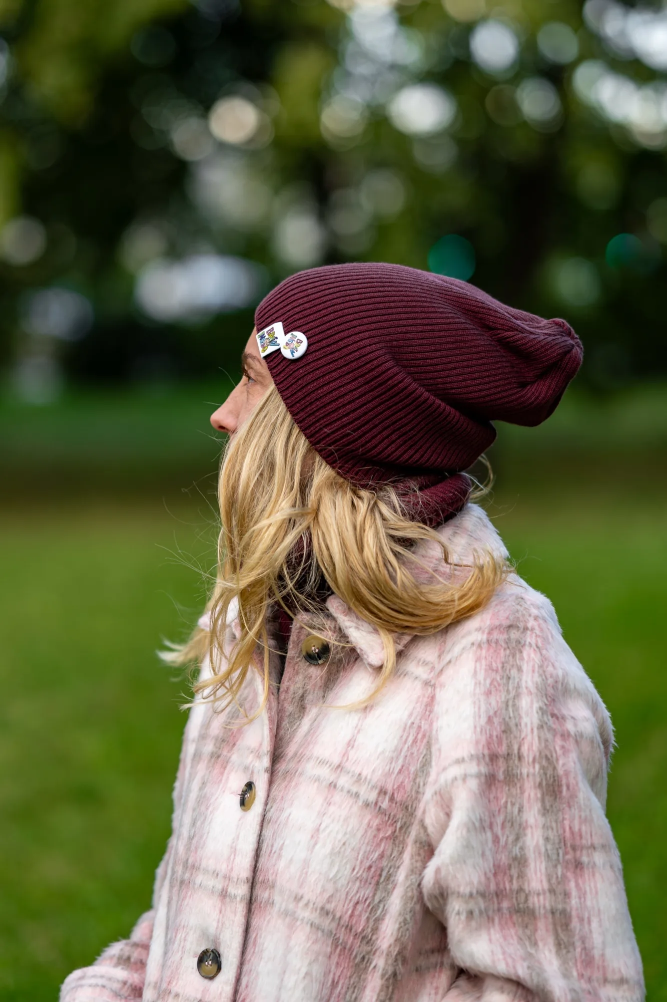 Czapka slouchy MERINO logo kolorowe "Bordo" 104 czapka damska bordo