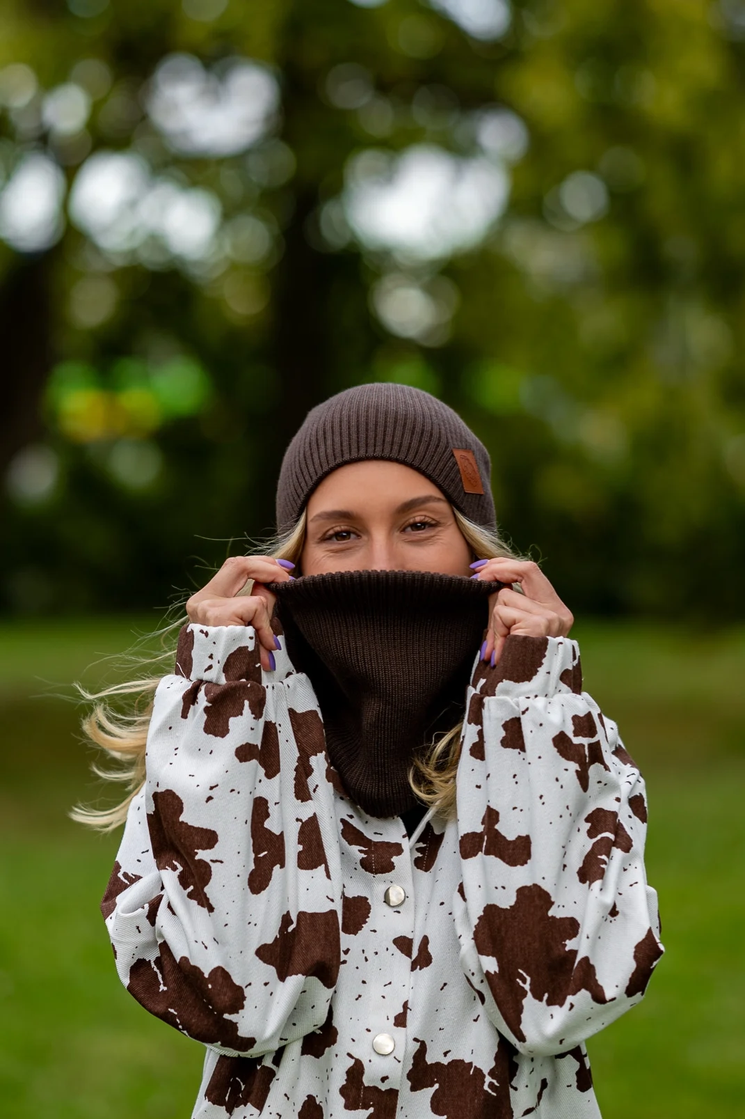 MERINO mały komin "Brąz" 58 czapka komin merino