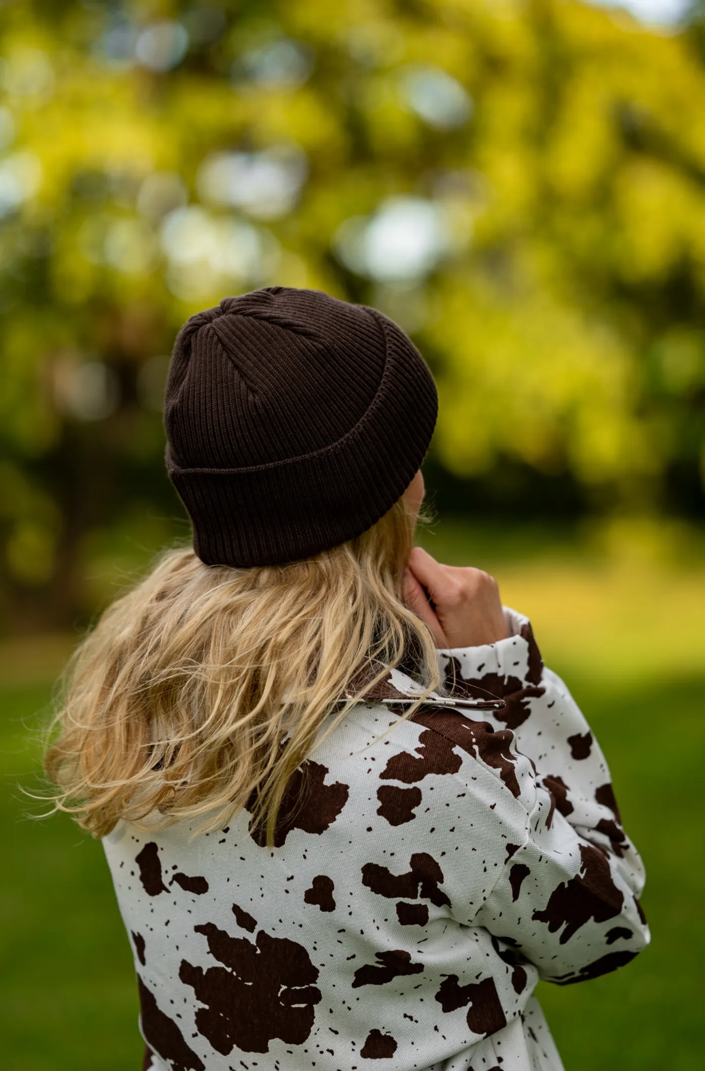 MERINO czapka wywijana logo kolorowe "Brąz" 167 czapka na zimę merino