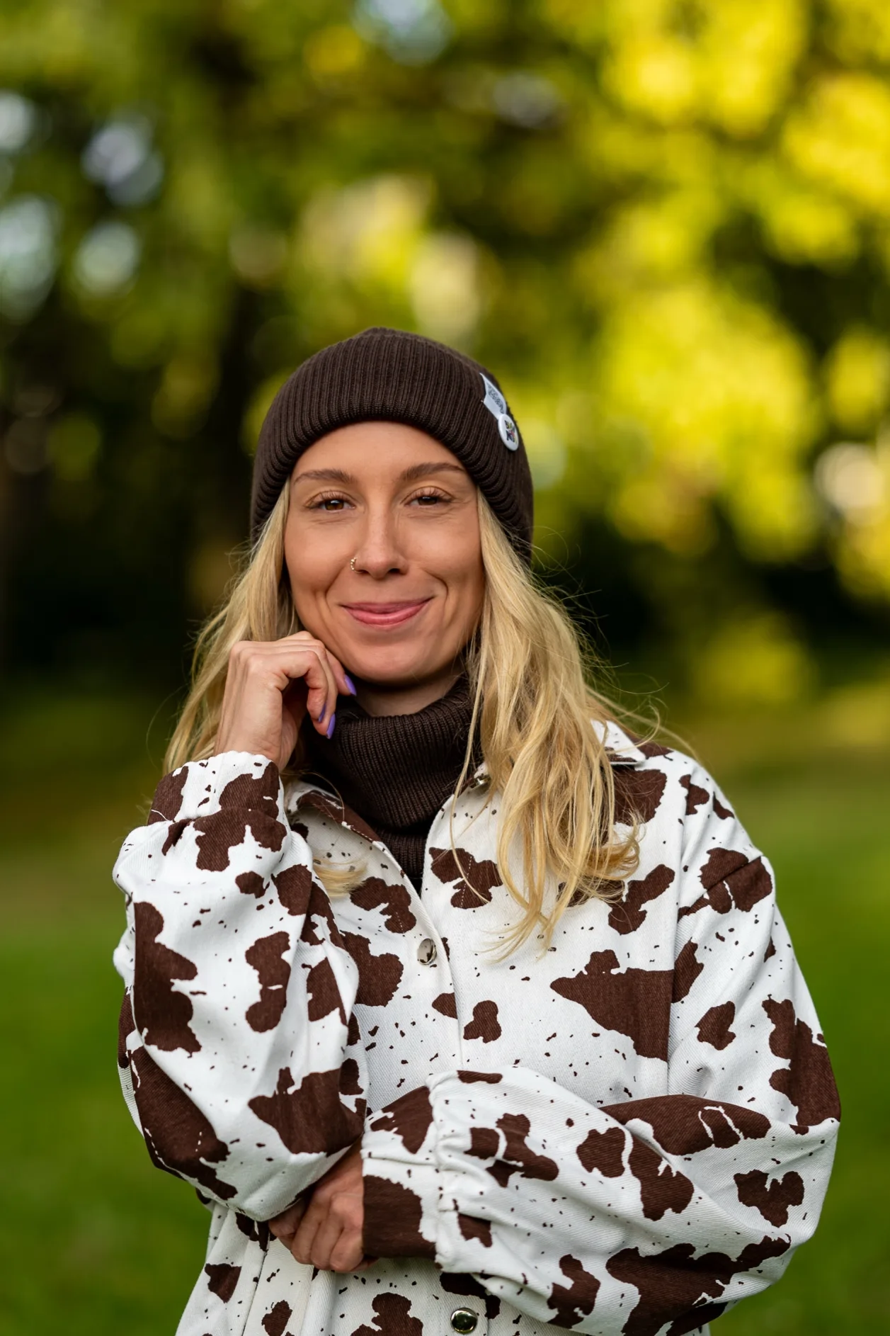 MERINO czapka wywijana logo kolorowe "Brąz" 166 czapka z wełny merino