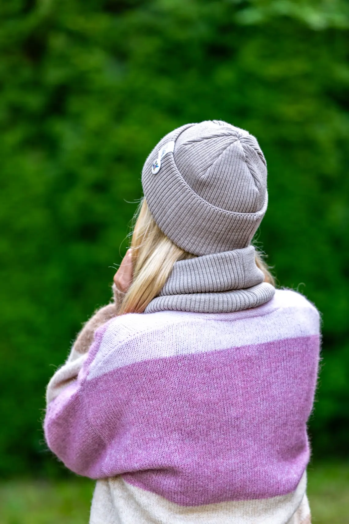 MERINO czapka beanie logo kolorowe "Beż" 157 komplet czapka komin