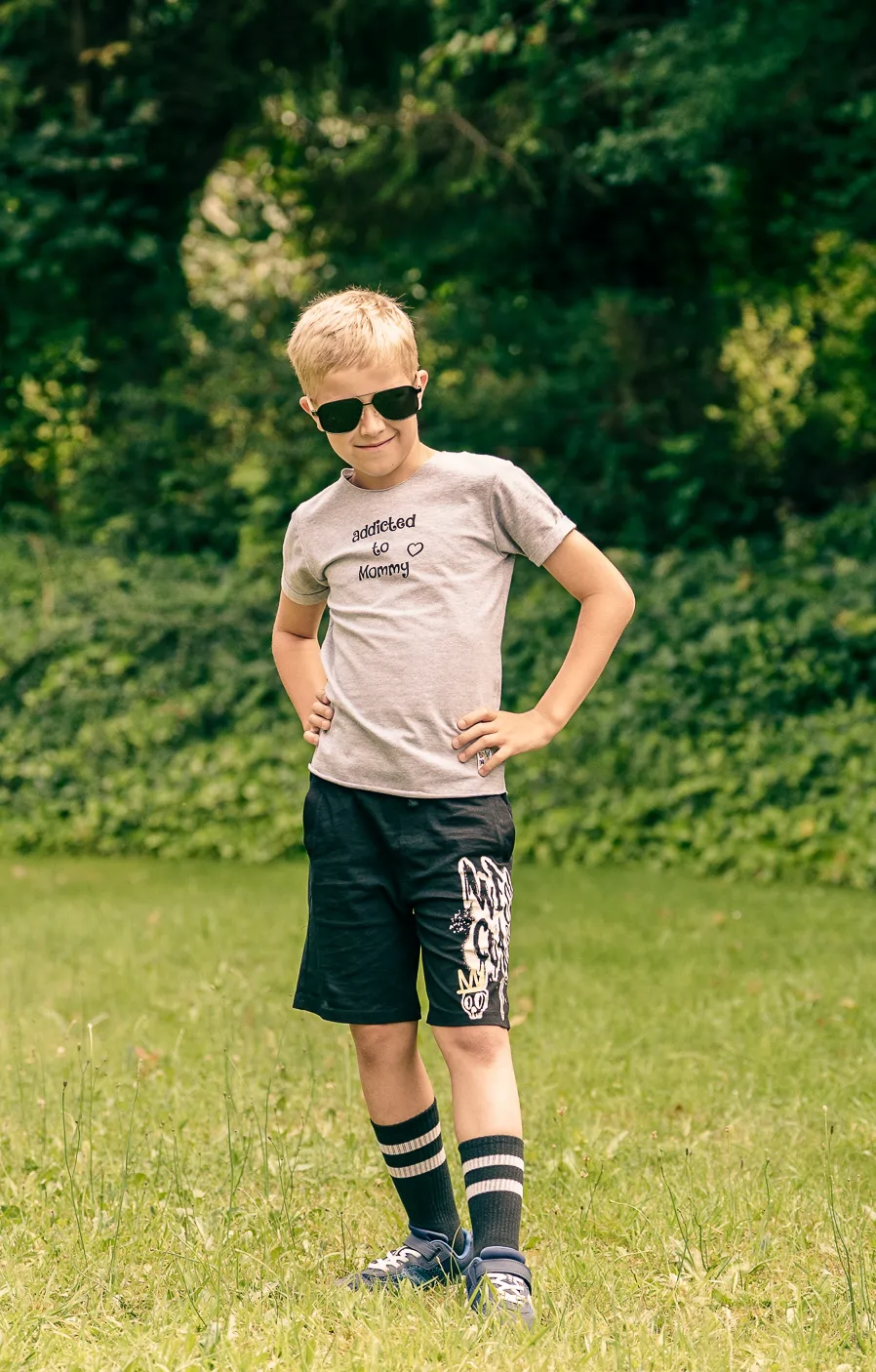 Bawełniana koszulka dla chłopca "Addicted to Mommy" 163 koszulka dla chłopca