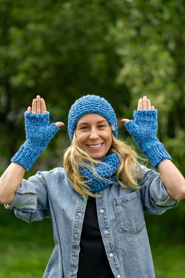 Mitenki MERINO 66% ,,Niebieskości" 12 mitenki merino