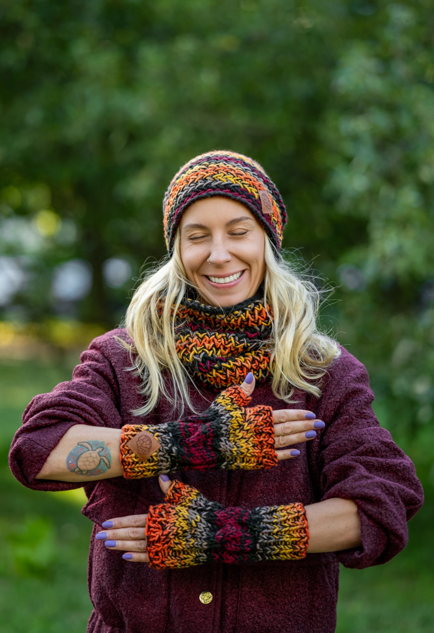 Mitenki MERINO 50% ,,Ciemna Jesień" 79 mitenki merino na zimę