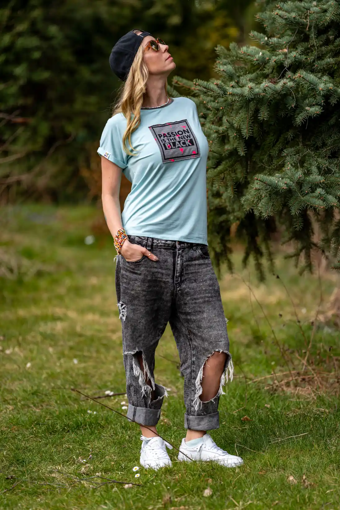 Miętowa koszulka Passion is the new black MINT KUSH 112 turkusowy t shirt damski z napisem (2)