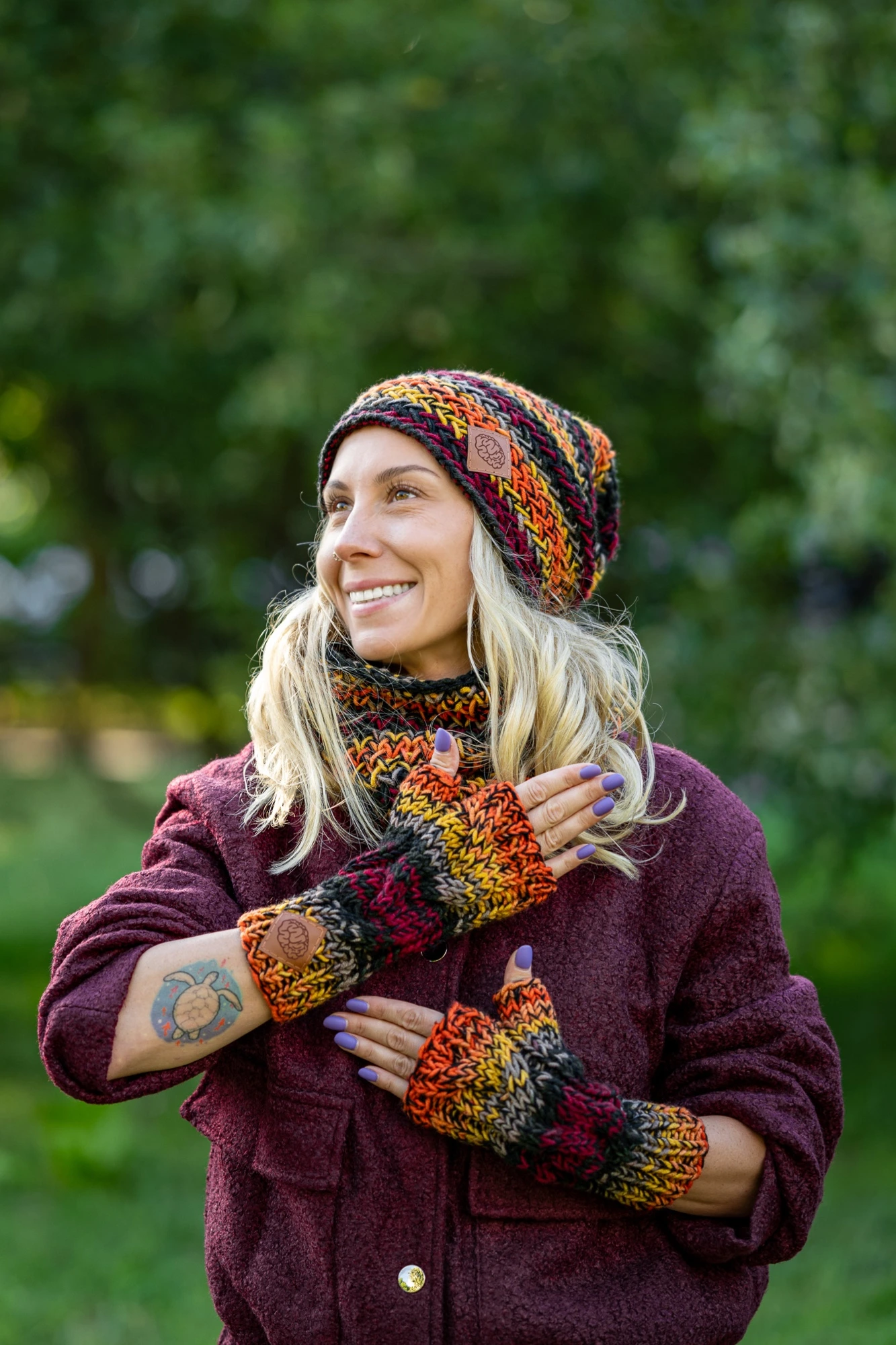 Mitenki MERINO 50% ,,Ciemna Jesień" 82 zimowe rękawiczki merino